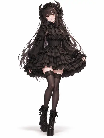 黒角ドールのティアードミニ