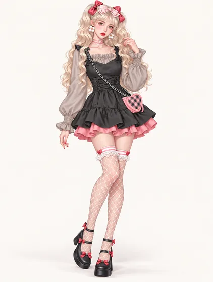 黒桃メリージェーンのドール服の着用例