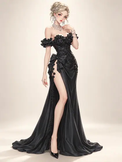 黒薔薇クリスタルのイブニングの着用例