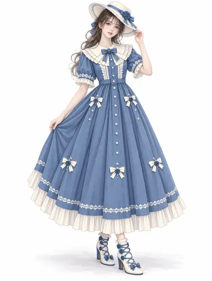 青薔薇のカントリーロングの着用例