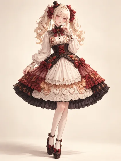 葡萄酒色のキャンドルハロウィンドールの着用例