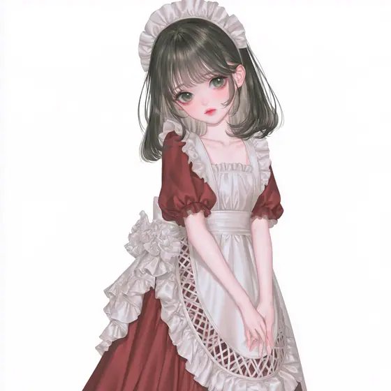ボルドーのクラシカルメイドの着用例