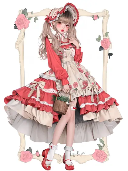薔薇摘みのコーラルロリータの着用例