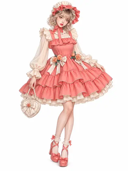 珊瑚薔薇のロマンティックロリータの着用例