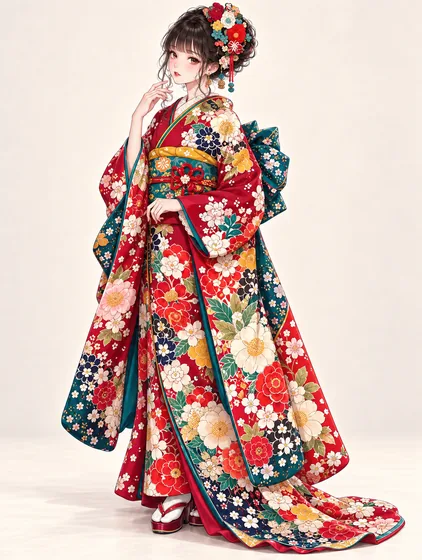 紅碧花苑の振袖の着用例