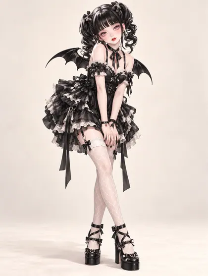 小さな翼のゴシックドールの着用例