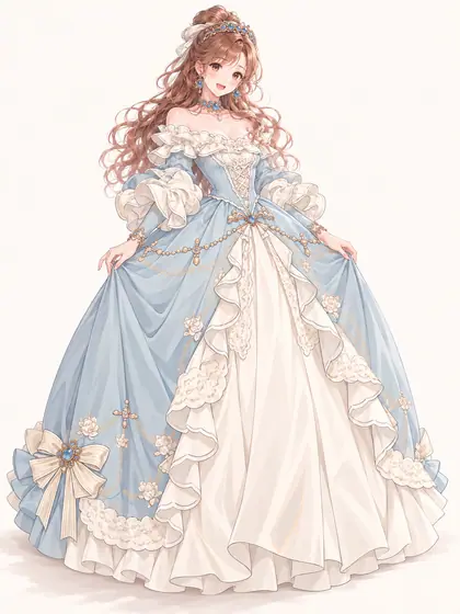 氷青ロココのプリンセスガウンの着用例