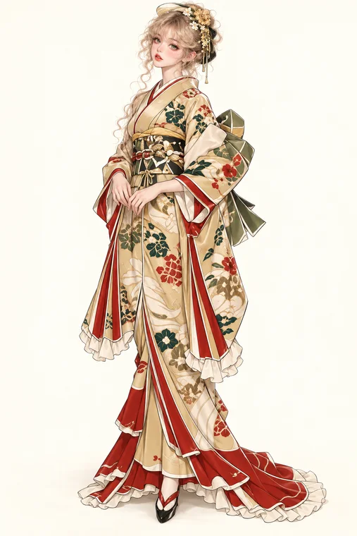 象牙紅縁の花宴振袖の着用例
