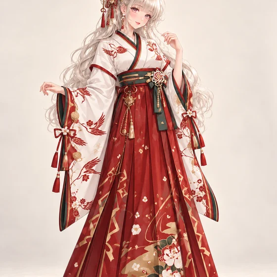 白袖に朱鶴の紅袴の着用例