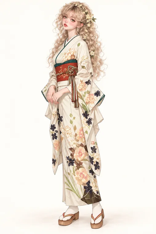 象牙春花の着物の着用例