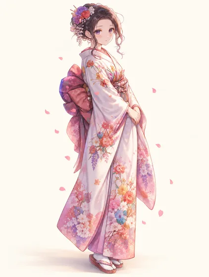 薄藤の花かんざし着物の着用例
