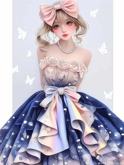 夜薔薇のオンブレボールガウンの着用例