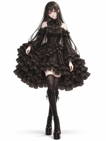 真夜中ヴァンパイアのラッフルロリータの着用例
