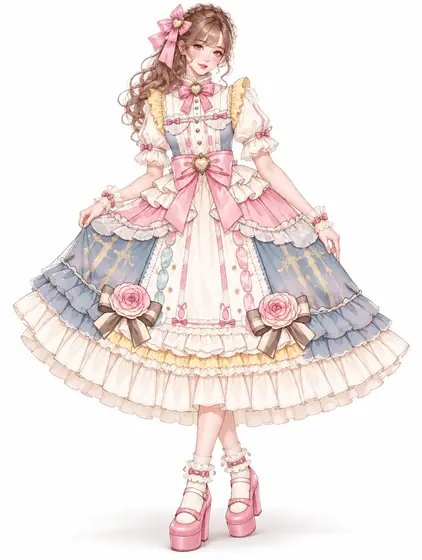淡青薔薇のハートロリータの着用例