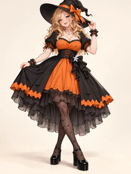 パンプキンナイトのウィッチロリータの着用例