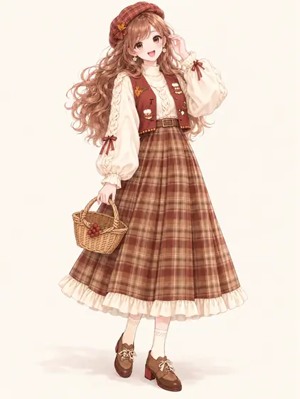 木の実色のカントリー秋コーデの着用例