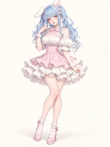 空兎ピンクのラッフルドレスの着用例