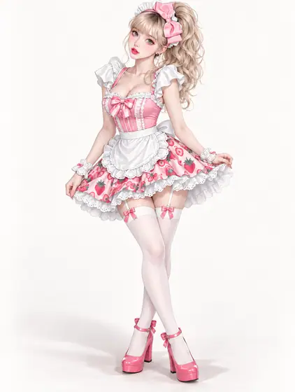 苺ミルクのカフェメイドの着用例