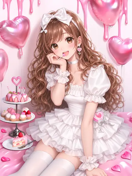白キャンディハートのフリルドレスの着用例